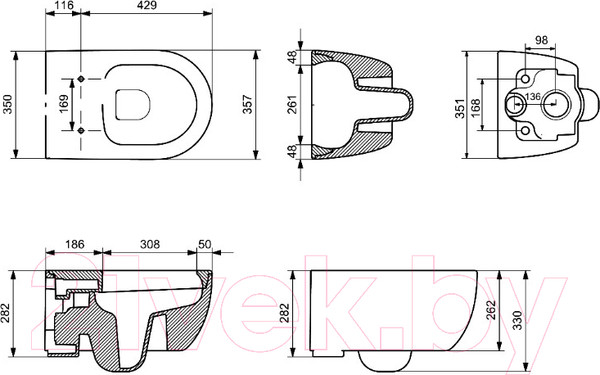Изображение товара Сиденье для унитаза Ambassador 102T20001S (белый)