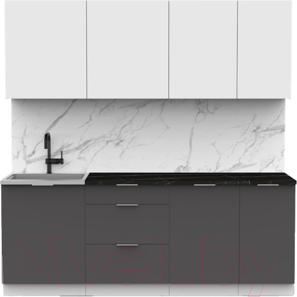 Изображение товара Кухонный гарнитур Интермебель Микс Топ-6 2.1м (белый премиум/графит серый/тунис)