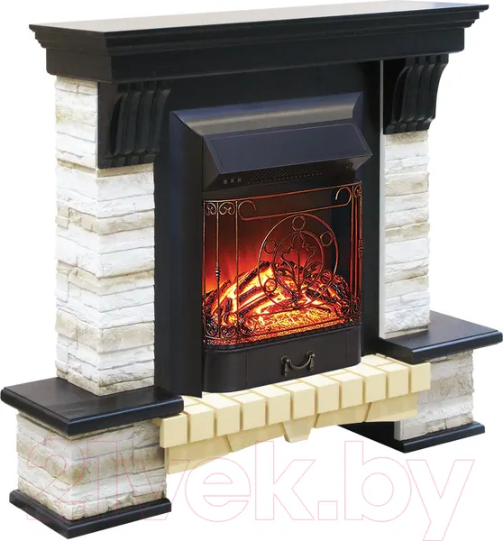Изображение товара Каминокомплект Смолком Stone Montebello Corner + Majestic-s Lux BL LT (темный орех)