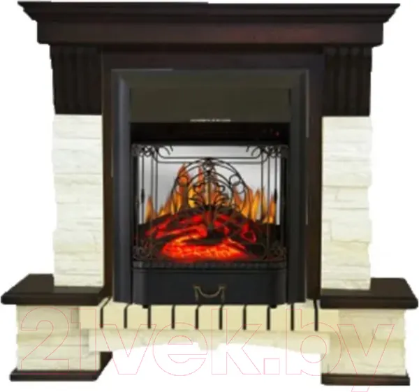 Изображение товара Каминокомплект Смолком Stone Montebello Corner + Majestic-s Lux BL LT (темный орех)