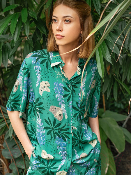 Изображение товара Блузка Mark Formelle 112855 (р.170-88-94, цветы на зеленом)