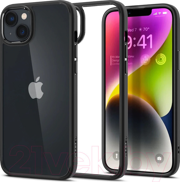 Изображение товара Чехол-накладка Spigen Ultra Hybrid для iPhone 14 / ACS05041 (матовый черный)