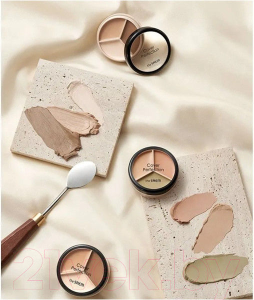 Изображение товара Консилер The Saem Cover Perfection Triple Pot Concealer тон 01 Correct Beige