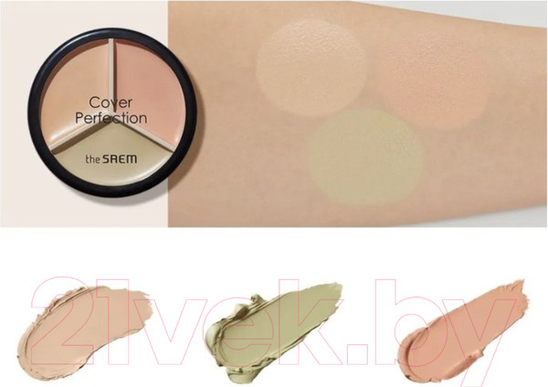 Изображение товара Консилер The Saem Cover Perfection Triple Pot Concealer тон 01 Correct Beige