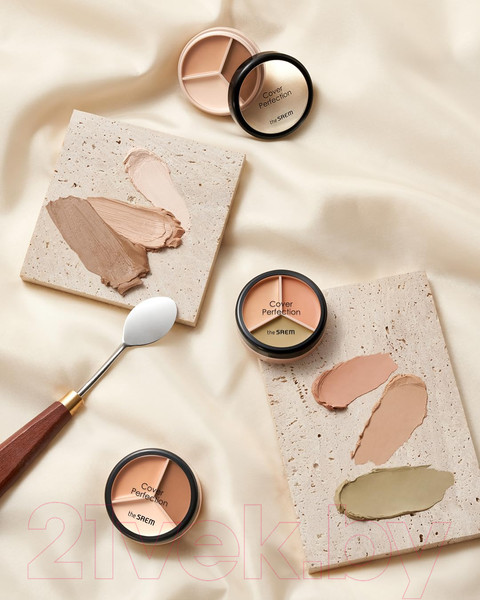 Изображение товара Консилер The Saem Cover Perfection Triple Pot Concealer тон 02 Contour Beige