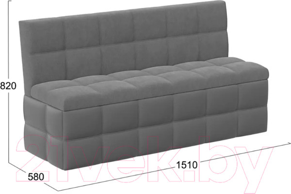 Изображение товара Скамья кухонная мягкая ТриЯ Домино исп.2 (кожзам серый/велюр серый)