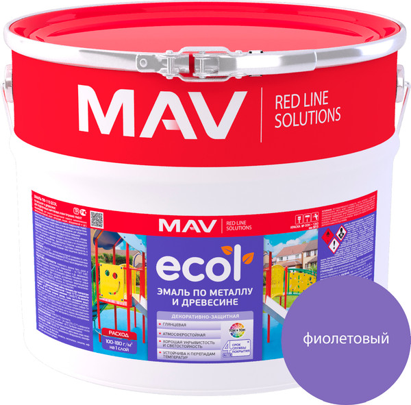Изображение товара Эмаль MAV Ecol ПФ-115 (11кг, фиолетовый)
