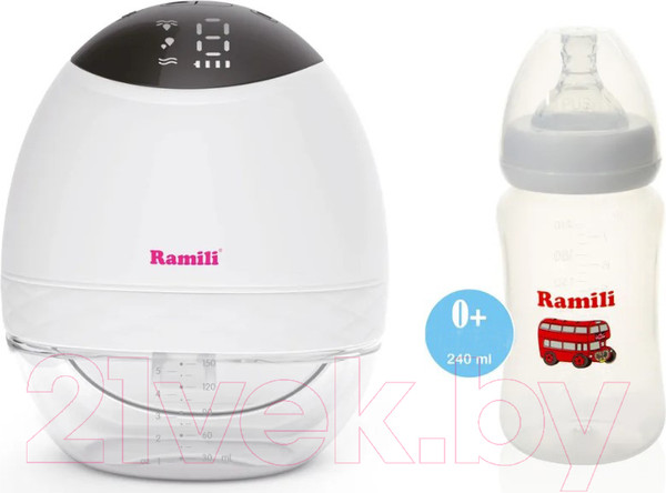 Изображение товара Молокоотсос электрический Ramili Двухфазный SE500 с бутылочкой / SE500240ML