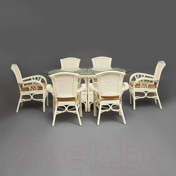 Изображение товара Комплект садовой мебели Tetchair Andrea Grand (белый/ткань рубчик/кремовый)