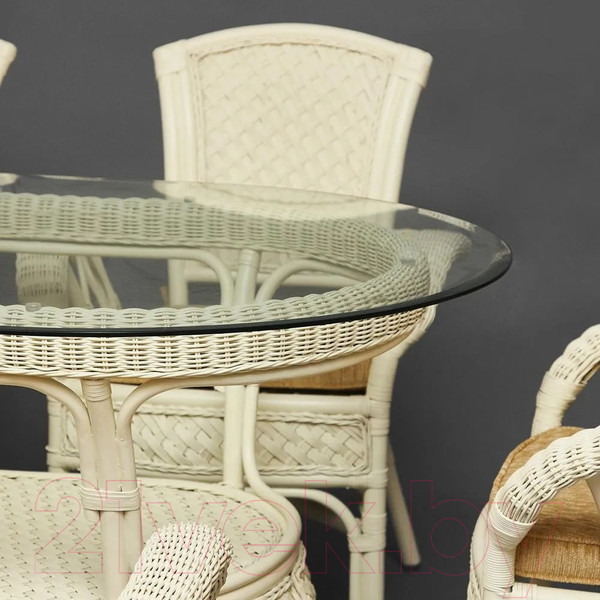 Изображение товара Комплект садовой мебели Tetchair Andrea Grand (белый/ткань рубчик/кремовый)