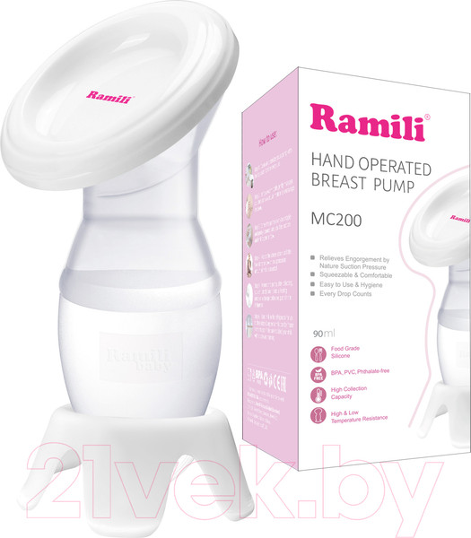 Изображение товара Молокоотсос ручной Ramili MC200 с бутылочкой / MC200240ML