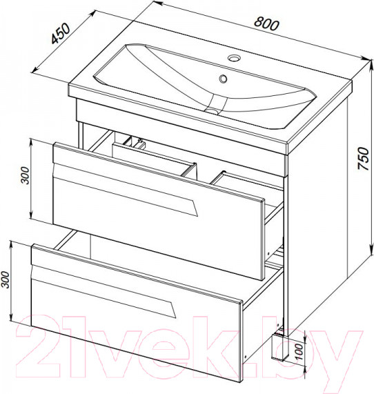 Изображение товара Тумба под умывальник АВН Ливорно 80 / 33.08