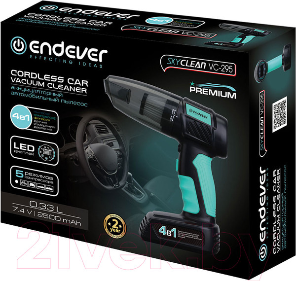 Изображение товара Портативный пылесос Endever SkyClean VC-295 (мятный/черный)