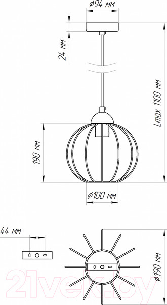 Изображение товара Потолочный светильник Элетех Конти 211 НСБ 01-60-169 Е27 / 1005405022 (черный муар/медь)