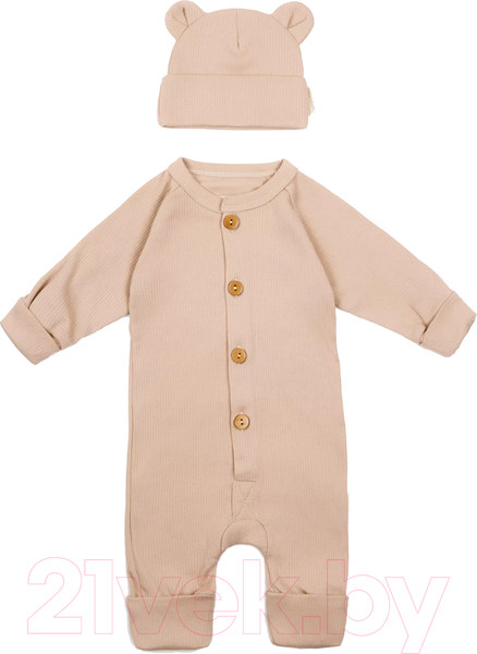 Изображение товара Комплект одежды для малышей Amarobaby Fashion / AB-OD21-FS5001/03-74 (бежевый, р.74)