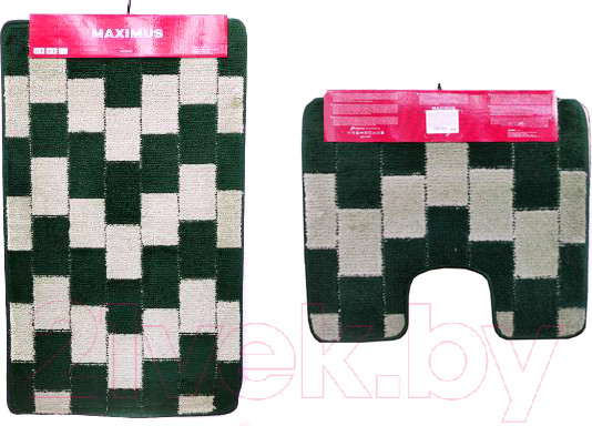 Изображение товара Набор ковриков для ванной и туалета Maximus Bornova 2536 (60x100/50x60, зеленый)