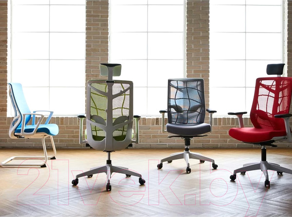 Изображение товара Кресло офисное Chair Meister Nature II Slider 3D с подлокотниками (каркас белый/ткань зеленая)