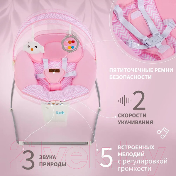 Изображение товара Детский шезлонг Nuovita Cullare (зиг-заг розовый)