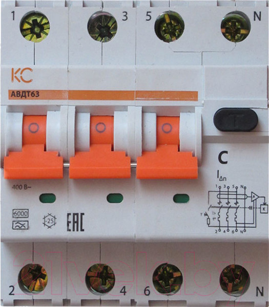 Изображение товара Дифференциальный автомат КС АВДТ-63 3р+N С 32А/300мА А 6кА / 72912