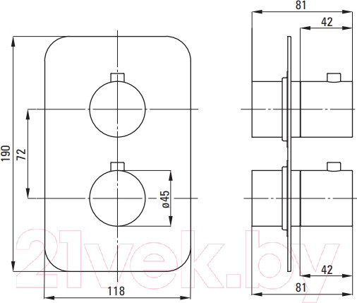 Изображение товара Внешняя часть смесителя скрытого монтажа Deante Box BXY DEBT