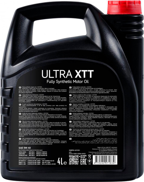 Изображение товара Моторное масло Chempioil Ultra XTT 5W40 SN/CF / CH9701-4 (4л)