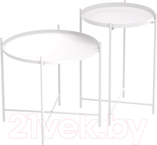Изображение товара Комплект журнальных столиков Sheffilton SHT-CT8/CT8-2 (белый муар)
