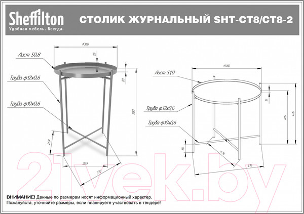 Изображение товара Комплект журнальных столиков Sheffilton SHT-CT8/CT8-2 (золото)