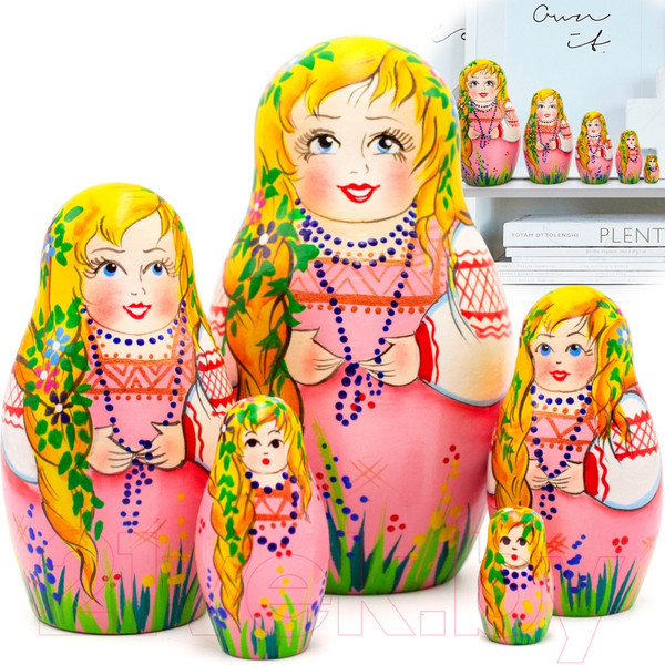 Изображение товара Матрешка сувенирная Брестская Фабрика Сувениров Девушка с цветами в косичке 5019