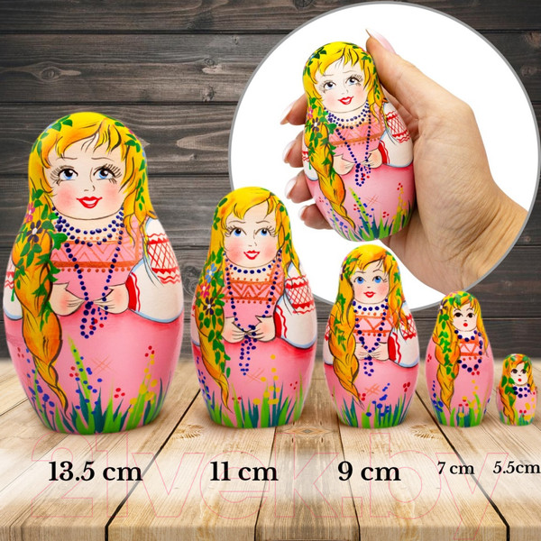 Изображение товара Матрешка сувенирная Брестская Фабрика Сувениров Девушка с цветами в косичке 5019