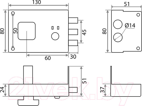 Изображение товара Замок накладной Trodos ЗНЦ (коричневый)