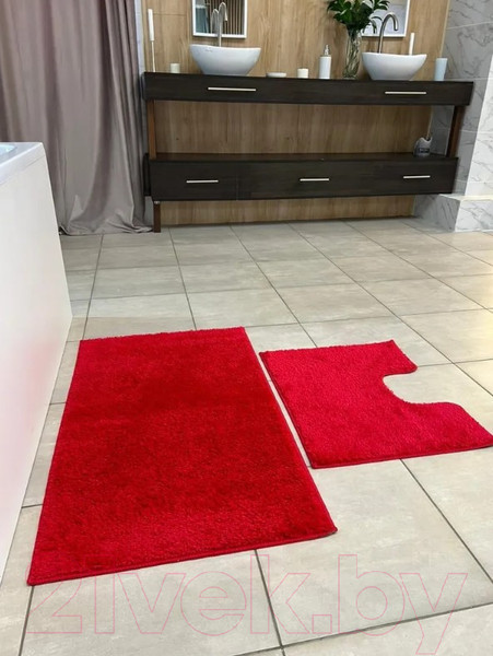 Изображение товара Набор ковриков для ванной и туалета Maximus Unimax 2586 (50x80/40x50, светло-красный)