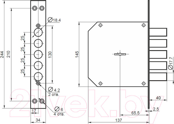 Изображение товара Замок врезной Border К 8-6 Ключ 120мм / 72260