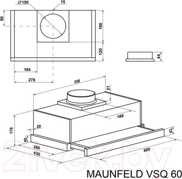 Изображение товара Вытяжка телескопическая Maunfeld VSQ 60 (нержавеющая сталь/белое стекло)