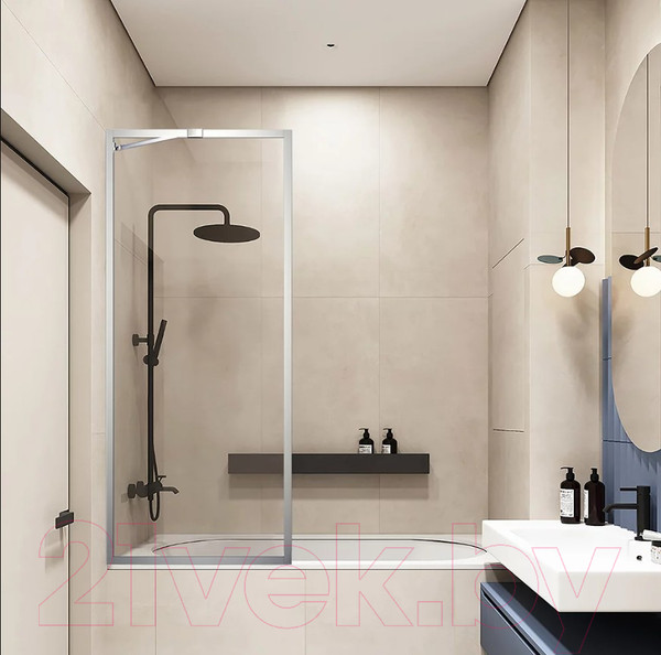 Изображение товара Стеклянная шторка для ванны Veconi 80x150 / PL85-80-01-C7 (стекло прозрачное/хром)