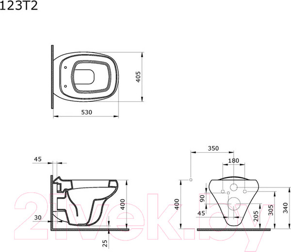 Изображение товара Унитаз подвесной Ambassador Diamond / 123T20201R (черный матовый)