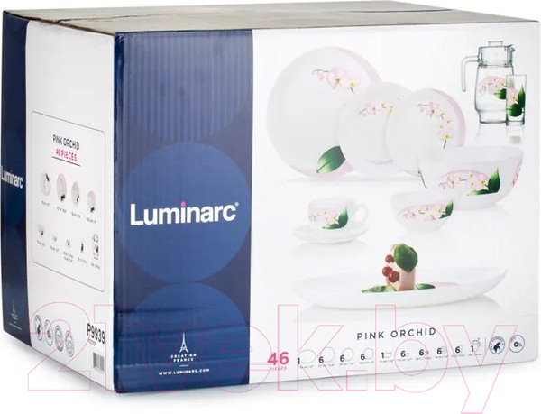 Изображение товара Набор столовой посуды Luminarc Дивали Пинк Орхидея P9939 (46пр)