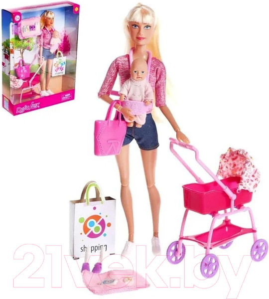 Изображение товара Набор кукол Defa Молодая мама с пупсом с аксессуарами Lucy / 7878698 (розовый)