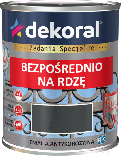 Изображение товара Эмаль Dekoral По ржавчине RAL9016 (650мл, белый глянец)