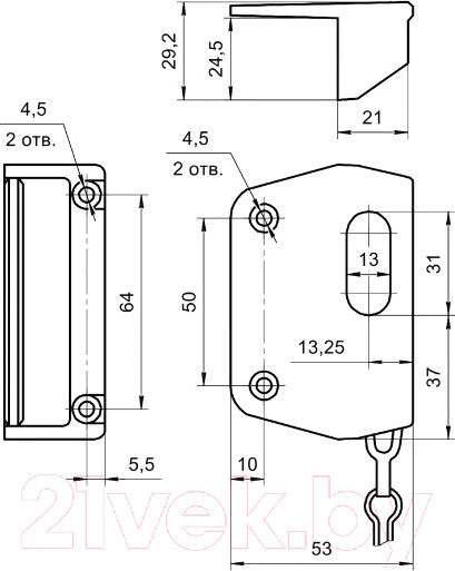 Изображение товара Замок накладной ПроСам Полимер левый с цепочкой ЗНД-1АК / 86600