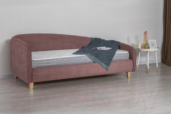 Изображение товара Кровать-тахта DiArt Альба 0.9 левая (велюр Happy 315/ножки светлые)