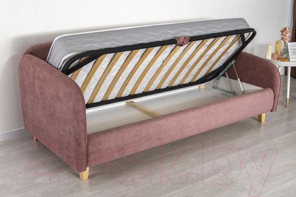 Изображение товара Кровать-тахта DiArt Альба 0.9 левая (велюр Happy 315/ножки светлые)