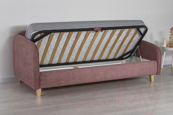 Изображение товара Кровать-тахта DiArt Альба 0.9 левая (велюр Happy 315/ножки светлые)