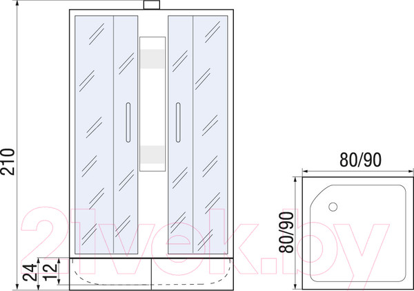 Изображение товара Душевая кабина RIVER Neva Б/К 90/24 MT