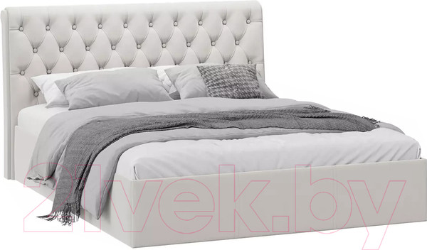 Изображение товара Двуспальная кровать ТриЯ Скарлет универсальная тип 1 с ПМ и заглушиной 160x200 (велюр бежевый)