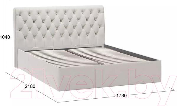 Изображение товара Двуспальная кровать ТриЯ Скарлет универсальная тип 1 с ПМ и заглушиной 160x200 (велюр бежевый)