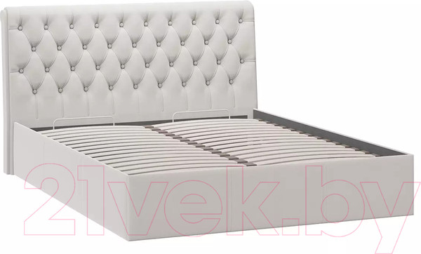 Изображение товара Двуспальная кровать ТриЯ Скарлет универсальная тип 1 с ПМ и заглушиной 160x200 (велюр бежевый)