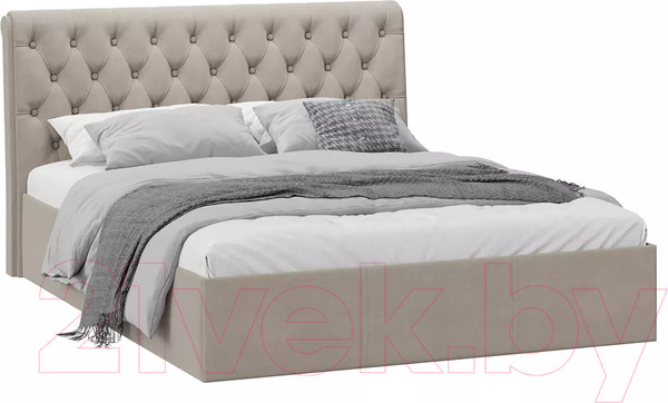 Изображение товара Двуспальная кровать ТриЯ Скарлет универсальная тип 1 с ПМ и заглушиной 160x200 (велюр мокко темный)