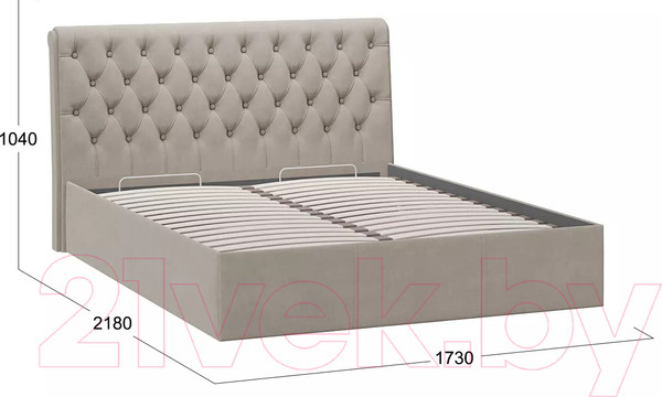 Изображение товара Двуспальная кровать ТриЯ Скарлет универсальная тип 1 с ПМ и заглушиной 160x200 (велюр мокко темный)