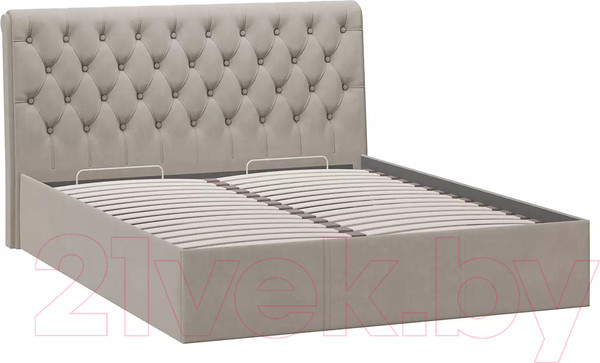 Изображение товара Двуспальная кровать ТриЯ Скарлет универсальная тип 1 с ПМ и заглушиной 160x200 (велюр мокко темный)