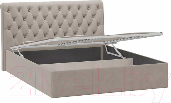 Изображение товара Двуспальная кровать ТриЯ Скарлет универсальная тип 1 с ПМ и заглушиной 160x200 (велюр мокко темный)